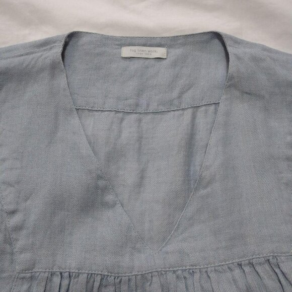 Fog Linen inen V-Neck Gathered Blouse - Picture 3 of 7